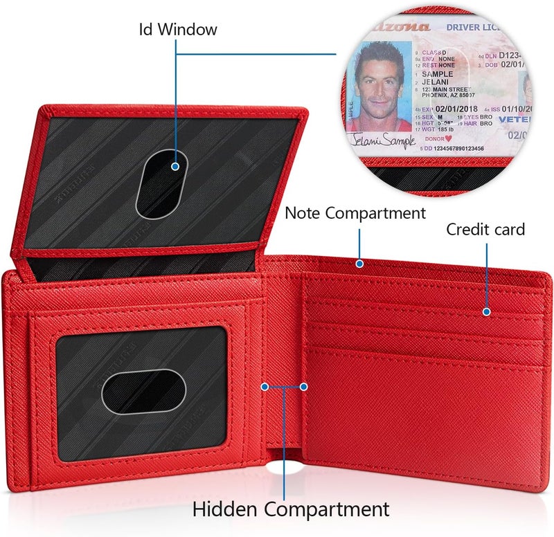 RUNBOX Wallet for Men Slim Rfid Leather 2 ID Window With Gift Box | Slim, Rfid, 2 ID Window, With Gift Box, Slim, Rfid - Image 4